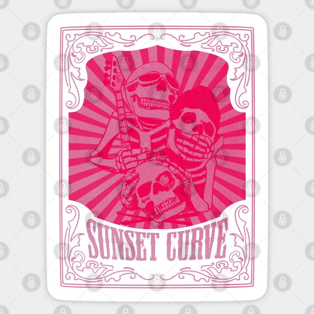 SUNSET CURVE BAND TSHIRT #2 Sticker by ARTCLX